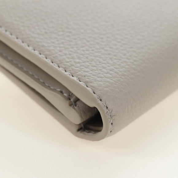 CELINE Triomphe Wallet Leather Beige Gold Auth 181278M