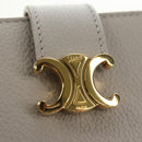 CELINE Triomphe Wallet Leather Beige Gold Auth 181278M-12