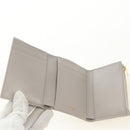 CELINE Triomphe Wallet Leather Beige Gold Auth 181278M-14