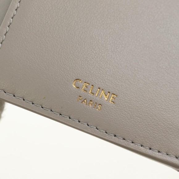 CELINE Triomphe Wallet Leather Beige Gold Auth 181278M