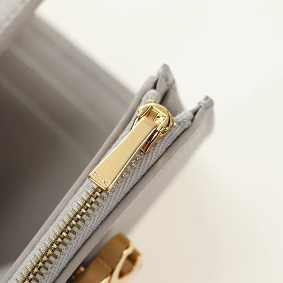 CELINE Triomphe Wallet Leather Beige Gold Auth 181278M