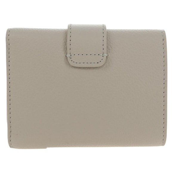 CELINE Triomphe Wallet Leather Beige Gold Auth 181278M