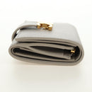 CELINE Triomphe Wallet Leather Beige Gold Auth 181278M-4