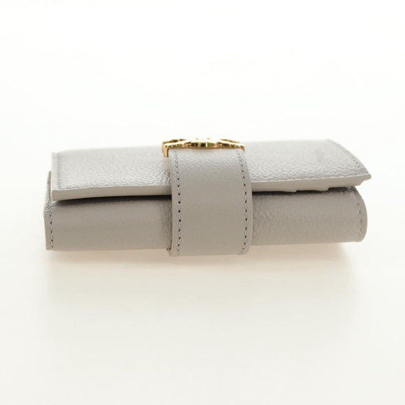 CELINE Triomphe Wallet Leather Beige Gold Auth 181278M