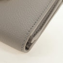 CELINE Triomphe Wallet Leather Beige Gold Auth 181278M-9