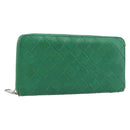 BOTTEGA VENETA INTRECCIATO Long Wallet Leather Green Silver Auth 181279-1