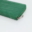 BOTTEGA VENETA INTRECCIATO Long Wallet Leather Green Silver Auth 181279-15