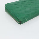 BOTTEGA VENETA INTRECCIATO Long Wallet Leather Green Silver Auth 181279-16