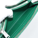BOTTEGA VENETA INTRECCIATO Long Wallet Leather Green Silver Auth 181279-19