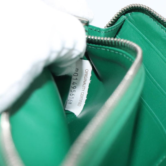 BOTTEGA VENETA INTRECCIATO Long Wallet Leather Green Silver Auth 181279