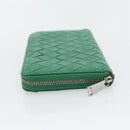 BOTTEGA VENETA INTRECCIATO Long Wallet Leather Green Silver Auth 181279-3