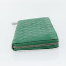 BOTTEGA VENETA INTRECCIATO Long Wallet Leather Green Silver Auth 181279-4