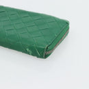 BOTTEGA VENETA INTRECCIATO Long Wallet Leather Green Silver Auth 181279-7