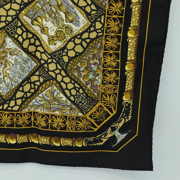 HERMES Carre 90 Scarf Silk ”MARE NOSTRUM” Black Auth 181284V