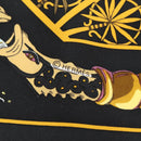 HERMES Carre 90 Scarf Silk ”MARE NOSTRUM” Black Auth 181284V-14