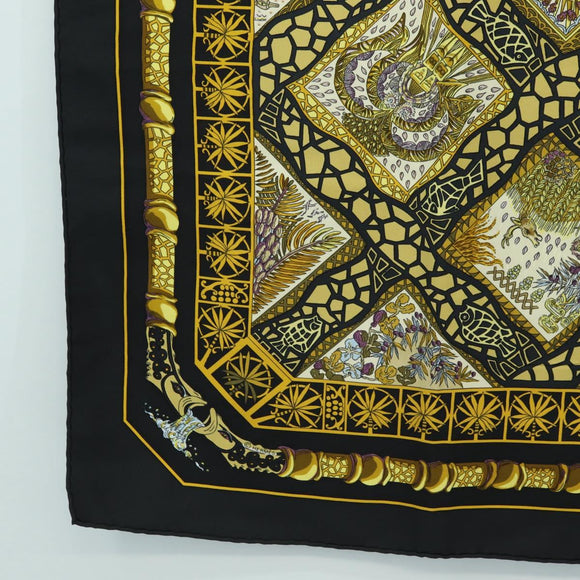 HERMES Carre 90 Scarf Silk ”MARE NOSTRUM” Black Auth 181284V