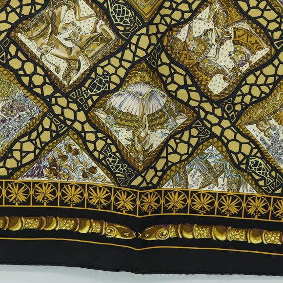 HERMES Carre 90 Scarf Silk ”MARE NOSTRUM” Black Auth 181284V
