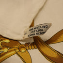 HERMES Carre 90 Scarf ""LES CAVALIERS D'OR"" Silk White Auth 181286-16