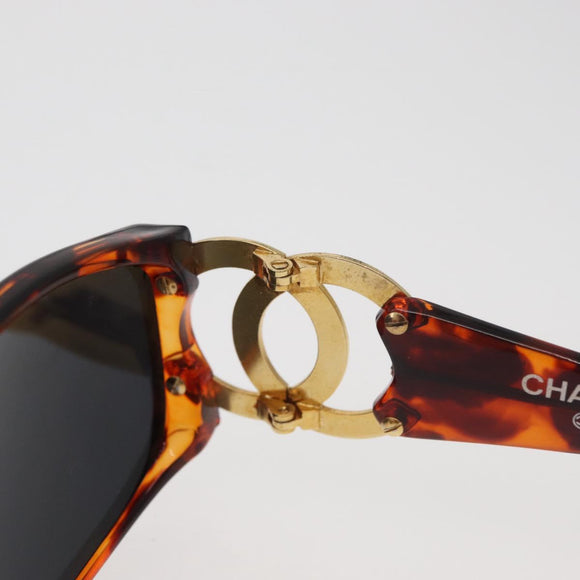 CHANEL COCO Mark Sonnenbrille Kunststoff Braun Gold CC Auth 181291M