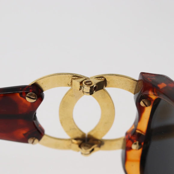 CHANEL COCO Mark Sonnenbrille Kunststoff Braun Gold CC Auth 181291M