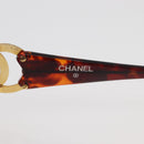 CHANEL COCO Mark Sonnenbrille Kunststoff Braun Gold CC Auth 181291M-14
