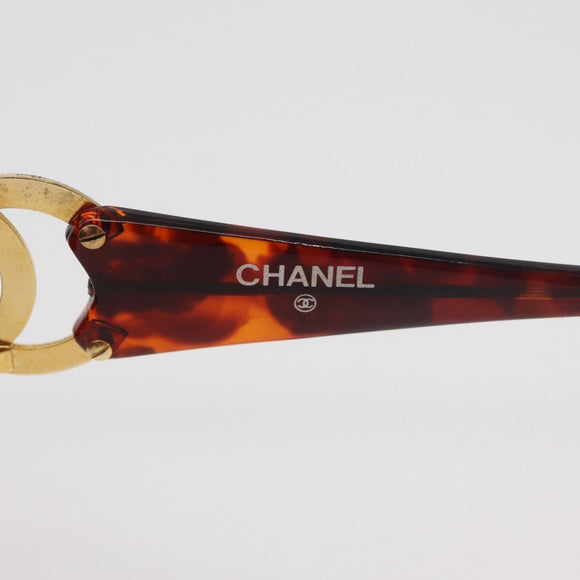 CHANEL COCO Mark Sonnenbrille Kunststoff Braun Gold CC Auth 181291M