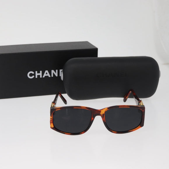 CHANEL COCO Mark Sonnenbrille Kunststoff Braun Gold CC Auth 181291M