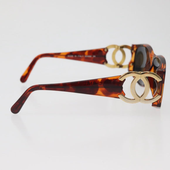 CHANEL COCO Mark Sonnenbrille Kunststoff Braun Gold CC Auth 181291M