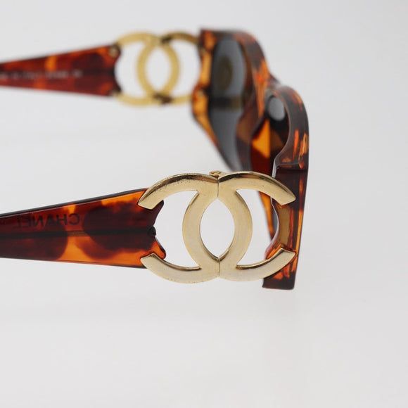 CHANEL COCO Mark Sonnenbrille Kunststoff Braun Gold CC Auth 181291M