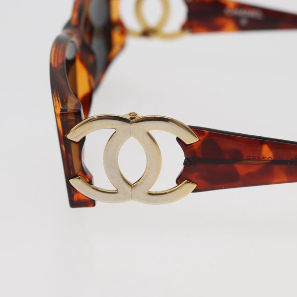 CHANEL COCO Mark Sonnenbrille Kunststoff Braun Gold CC Auth 181291M