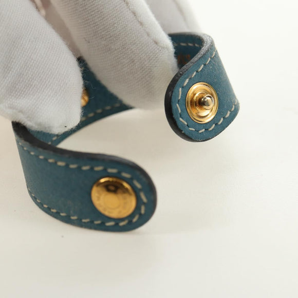 HERMES Glove Holder Charm Leather Light Blue Gold Auth 181292V