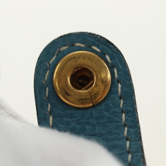 HERMES Glove Holder Charm Leather Light Blue Gold Auth 181292V