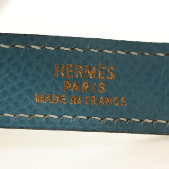 HERMES Glove Holder Charm Leather Light Blue Gold Auth 181292V