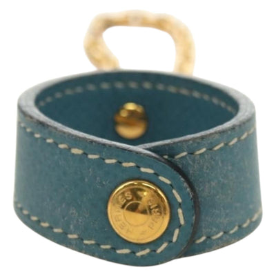 HERMES Glove Holder Charm Leather Light Blue Gold Auth 181292V - 0