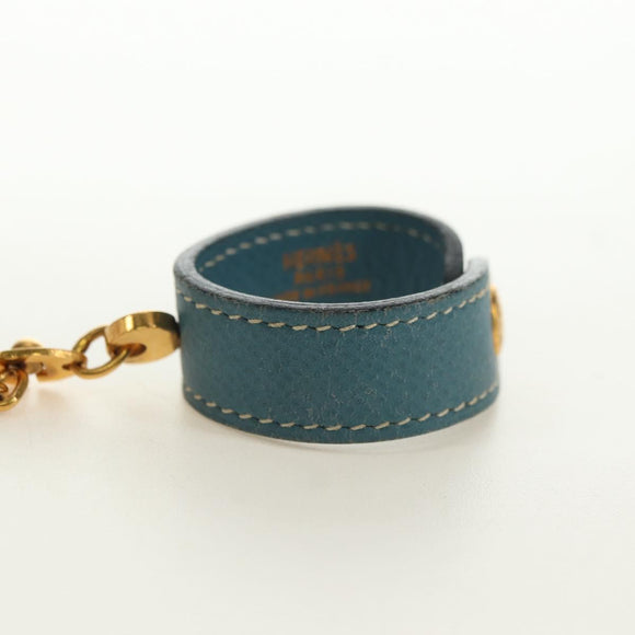 HERMES Glove Holder Charm Leather Light Blue Gold Auth 181292V