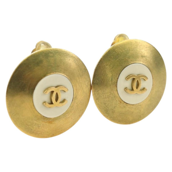 CHANEL COCO Mark Earring metal Gold Tone CC Auth 181300V