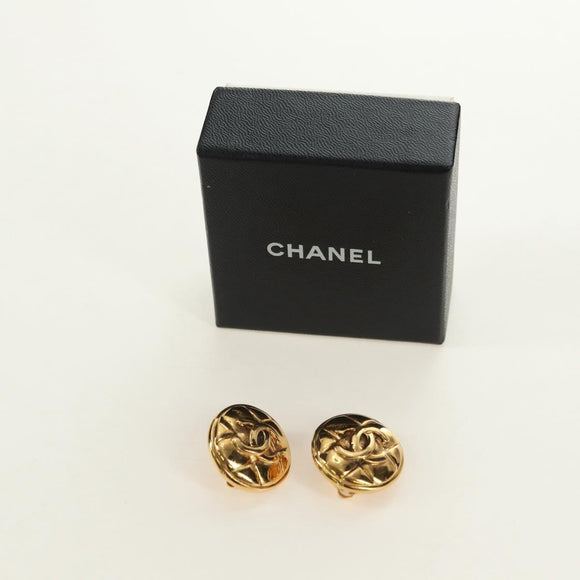 CHANEL COCO Mark Ohrring Metall Goldfarben CC Auth 181301V