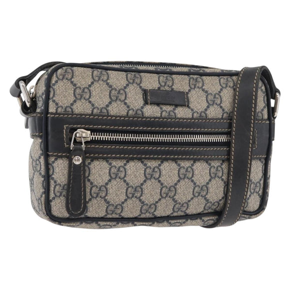 GUCCI GG Supreme Shoulder Bag PVC Navy Silver 201447 Auth 181305