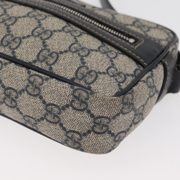 GUCCI GG Supreme Shoulder Bag PVC Navy Silver 201447 Auth 181305
