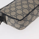 GUCCI GG Supreme Shoulder Bag PVC Navy Silver 201447 Auth 181305-15