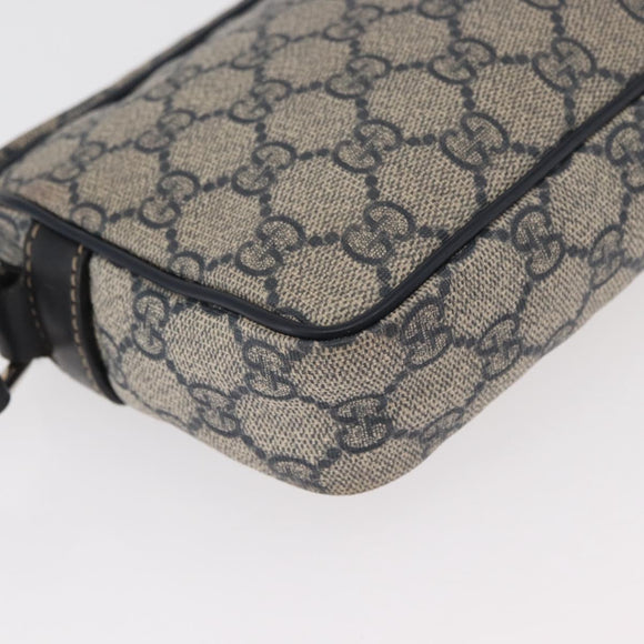 GUCCI GG Supreme Shoulder Bag PVC Navy Silver 201447 Auth 181305