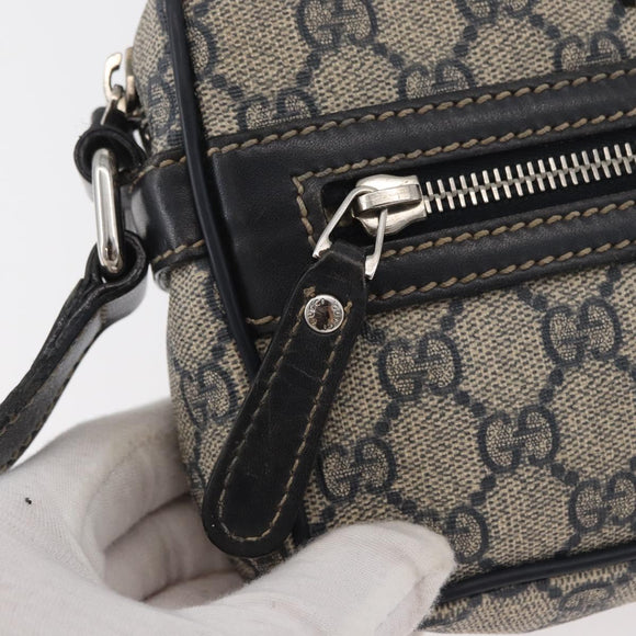 GUCCI GG Supreme Shoulder Bag PVC Navy Silver 201447 Auth 181305