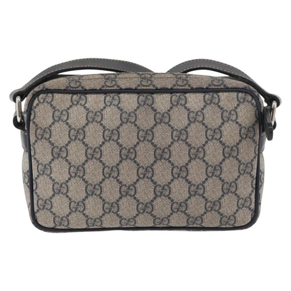 GUCCI GG Supreme Shoulder Bag PVC Navy Silver 201447 Auth 181305