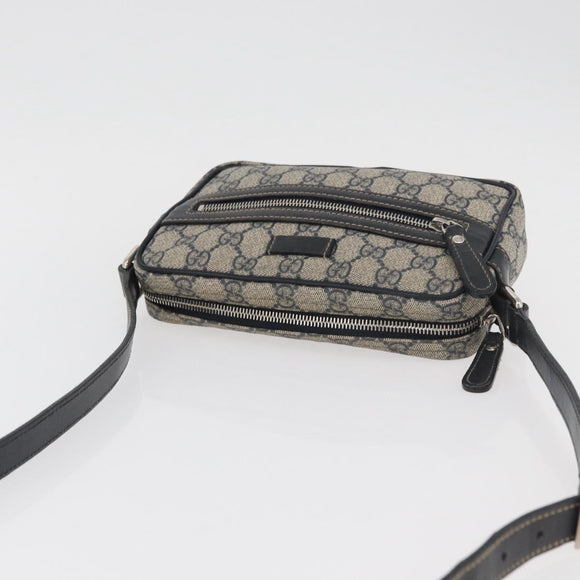 GUCCI GG Supreme Shoulder Bag PVC Navy Silver 201447 Auth 181305