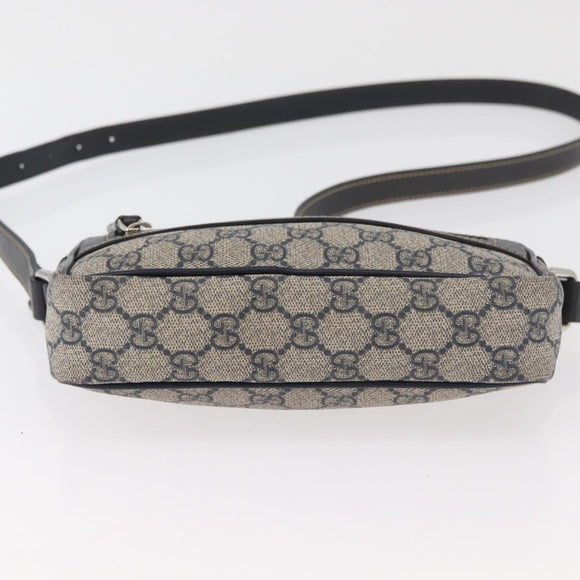 GUCCI GG Supreme Shoulder Bag PVC Navy Silver 201447 Auth 181305
