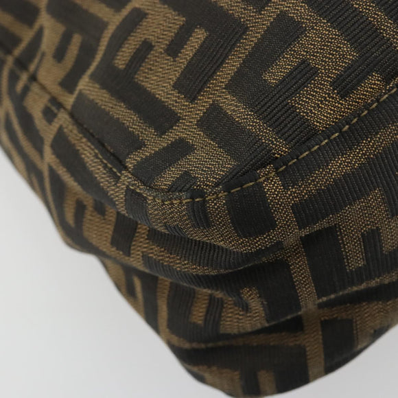 FENDI Zucca Canvas Shoulder Bag Black Brown Auth 181306A