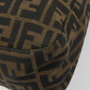 FENDI Zucca Canvas Shoulder Bag Black Brown Auth 181306A-15