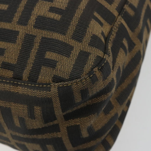 FENDI Zucca Canvas Shoulder Bag Black Brown Auth 181306A