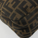 FENDI Zucca Canvas Shoulder Bag Black Brown Auth 181306A-16