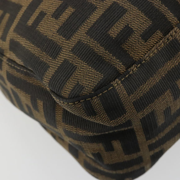 FENDI Zucca Canvas Shoulder Bag Black Brown Auth 181306A